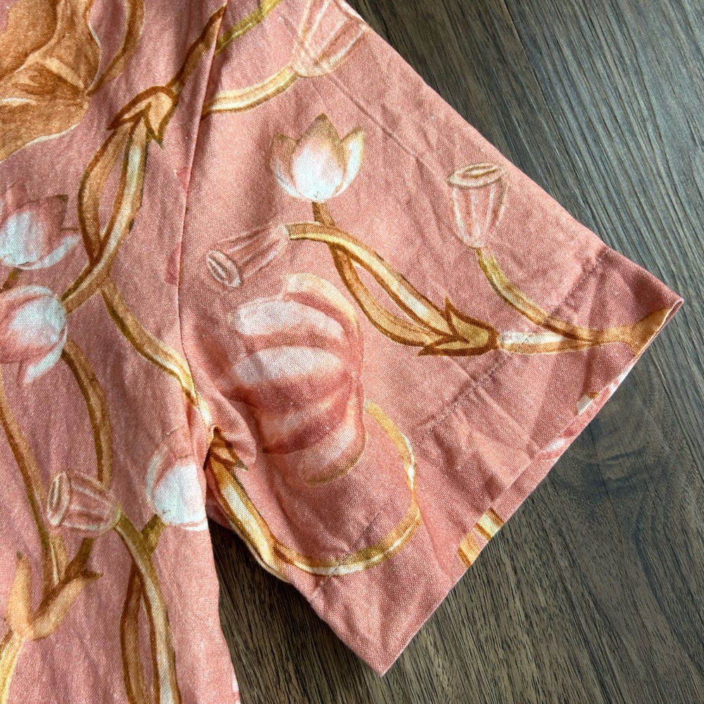 BEAU & RO Hand Printed Botanical Cabana Shirt Artisan Resort Indie Boho Beach S - Picture 6 of 11